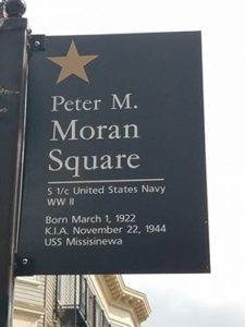 Sign with Peter Moran's name on it.