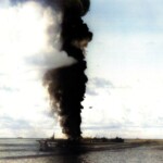 Zamucen and Evinrude In Kingfisher above burning AO-59 -Colorized