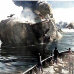 Munsee after crew retrieved from water -colorized (Sid Harris)