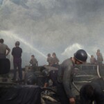 Munsee crew fighting fire -colorized (Sid Harris)